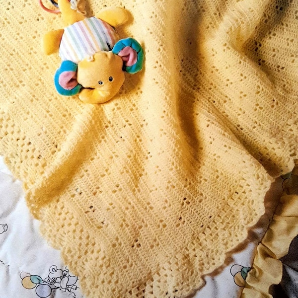 PDF CROCHET PATTERN: 1993 Soft & Cuddly Blanket Crochet Pattern, Vintage Crochet Pattern, Simple Baby Blanket Crochet Pattern