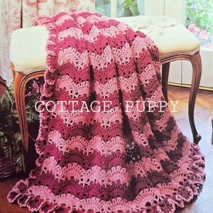 PDF CROCHET PATTERN: 1990 Lacy Scallops Afghan Crochet Pattern, Vintage Crochet Pattern, Crochet Blanket Pattern, Easy Crochet Afghan