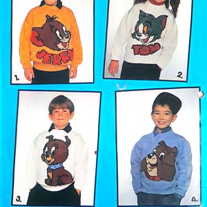 WZÓR NA DZIANINĘ W PDF: 1990 4 Wzór na sweter Tom & Jerry, Wzór na sweter z kreskówek dla dorosłych, Wzór na sweter z kreskówek dla dzieci