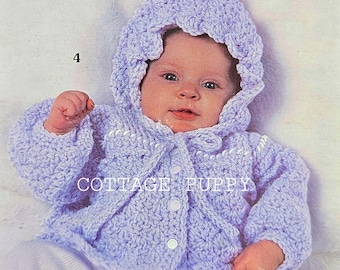 PDF CROCHET PATTERN: 1997 Baby Hoodie Crochet Pattern, Baby Cardigan Crochet Pattern, Baby Sweater Crochet Pattern, Baby Jacket Crochet
