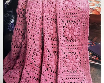 PDF CROCHET PATTERN: 1998 Spring Blossoms Crochet Pattern, Vintage Crochet Pattern, Crochet Afghan Pattern, Crochet Flower Blanket Pattern