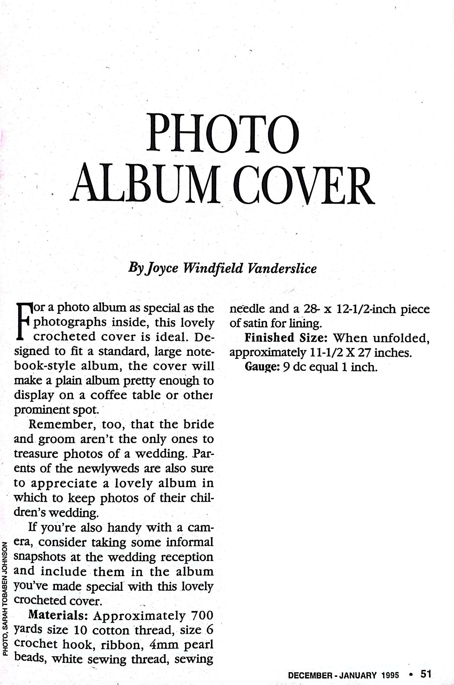 PDF CROCHET PATTERN: 1995 Photo Album Cover Crochet Pattern, Vintage ...