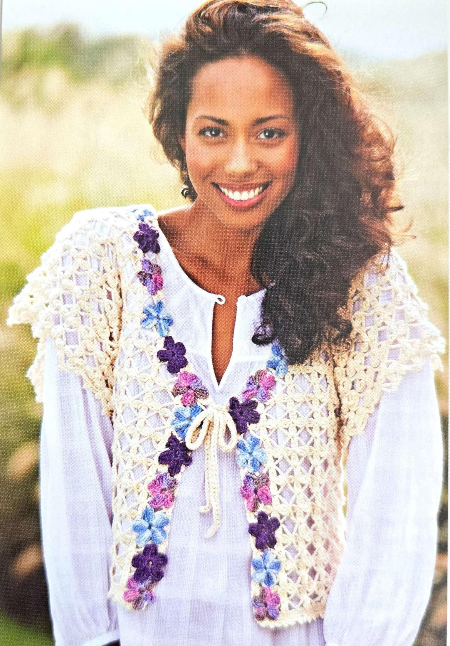 Early 2000s Lace and Violets Vest Pattern