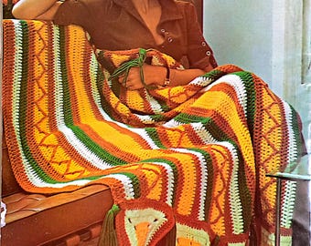 PATRÓN DE GANCHILLO PDF: Patrón de ganchillo de manta de otoño vintage, Patrón de ganchillo vintage, Patrón de afgano de ganchillo, Patrón de ganchillo de manta de otoño