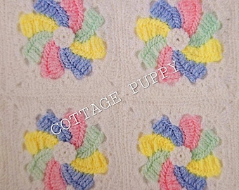 PDF CROCHET PATTERN: Perfect Pinwheel Blanket Crochet Pattern, Vintage Crochet Pattern, Crochet Fan Afghan Pattern