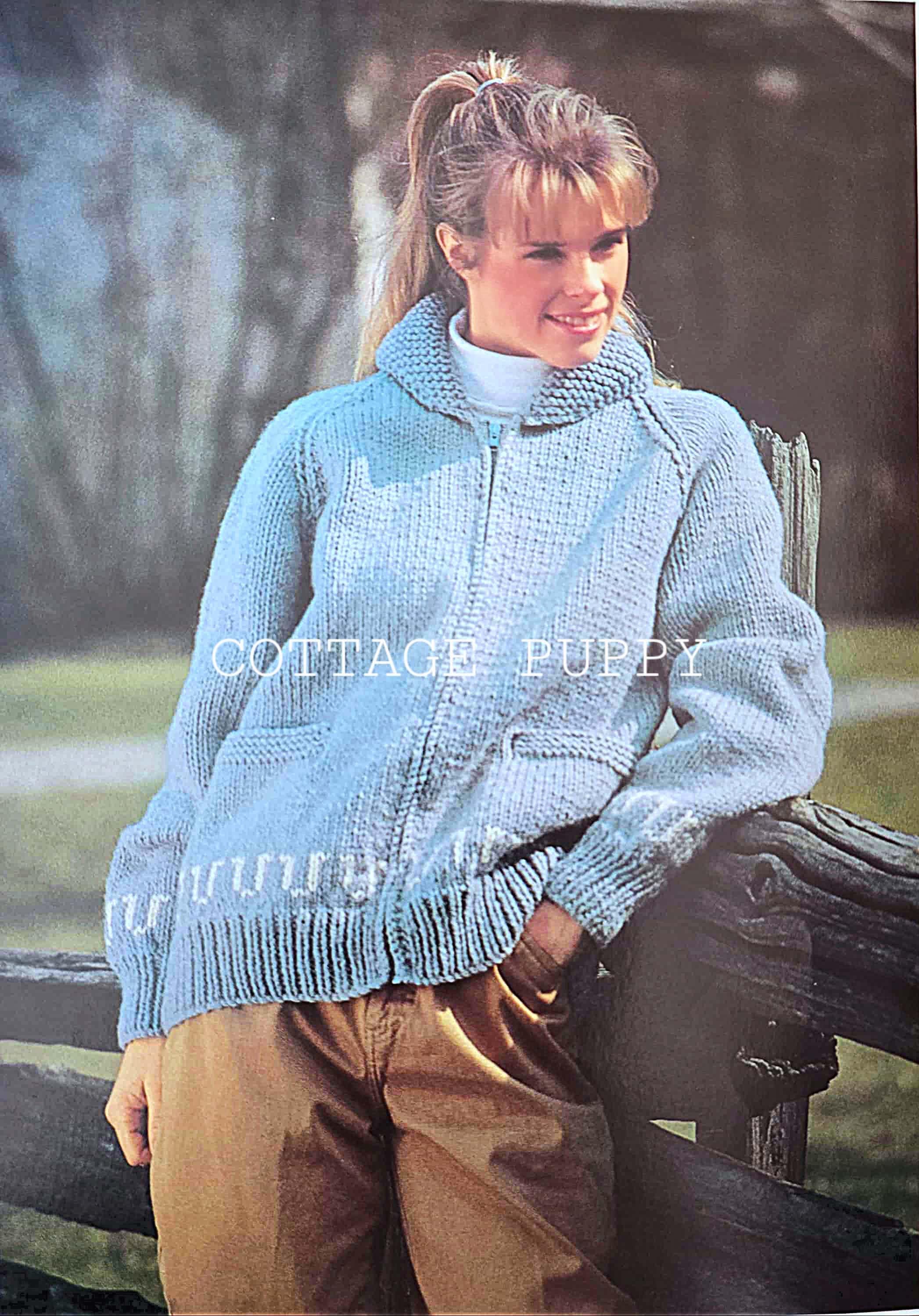 PDF KNIT PATTERN: 1990 Horse Jacket Knitting Pattern, Women