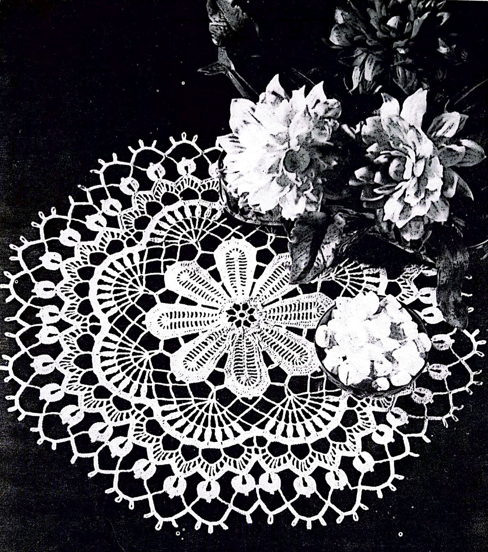 PDF CROCHET PATTERN: Vintage Dahlia Flower Doily Crochet Pattern ...