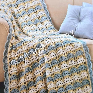 PDF CROCHET PATTERN: Sea Shells And Sand Blanket Crochet Pattern, Vintage Crochet Pattern, Crochet Throw Pattern, Crochet Blanket Pattern
