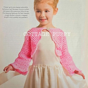 PDF CROCHET PATTERN: Shrug For Girls Crochet Pattern, Sweater For Kids Crochet Pattern, Kid&#39;s Sweater Crochet Pattern