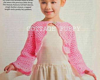PDF CROCHET PATTERN: Shrug For Girls Crochet Pattern, Sweater For Kids Crochet Pattern, Kid's Sweater Crochet Pattern
