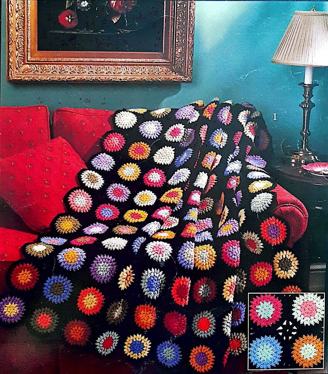 Couverture Jetée 54x54 Marron Et Pêche - Fait Main Au Crochet - Point étoile - NEUVE