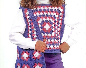 PDF CROCHET PATTERN: 2001 Vest & Bag Duo For Child Crochet Pattern, Kid's Bag Crochet Pattern, Kid's Sweater Crochet Pattern, Easy Crochet