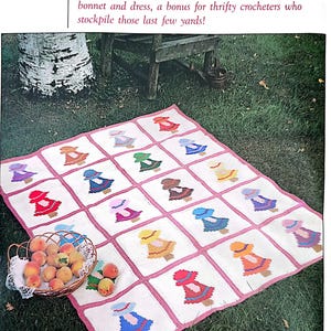 PDF CROCHET PATTERN: 1994 Sunbonnet Sue Afghan Vintage Crochet Pattern, Crochet Blanket Pattern, Vintage Crochet Blanket Pattern