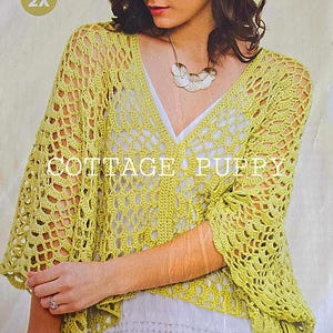PDF CROCHET PATTERN: Womens Ocean Breeze Cover up Crochet Pattern, Vintage Crochet Pattern, Womens Crochet Top Pattern