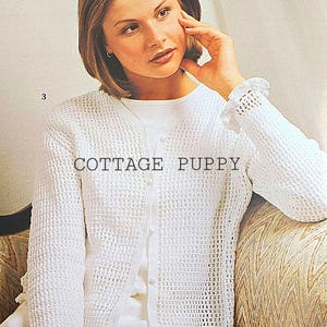 PDF CROCHET PATTERN: 1999 V-Neck Cardigan Crochet Pattern, Vintage Crochet Pattern, Womens Clothes Crochet Pattern