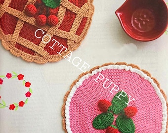 PDF HÄKELANLEITUNG: Kuchen Topflappen Häkelanleitung, Kirschkuchen Topflappen Häkelanleitung, Lebensmittel Topflappen Häkelanleitung