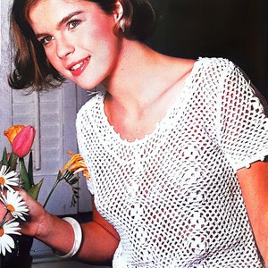 PDF CROCHET PATTERN: 1985 Cool Cotton Pullover Crochet Pattern, Vintage Crochet Pattern, Girls Crohet Top Pattern, Easy Crochet Top Pattern