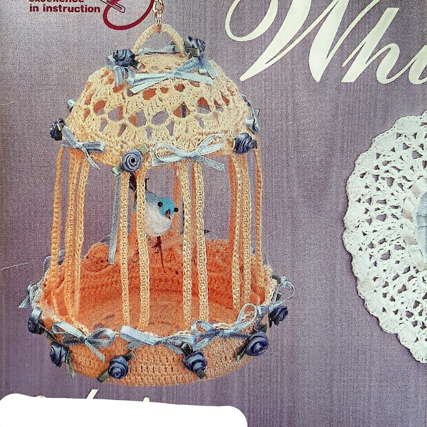 PDF CROCHET PATTERN: 1991 Bird Cage Decor Crochet Pattern, Vintage Crochet Pattern, Crochet Home Decor, Birdhouse Crochet Pattern