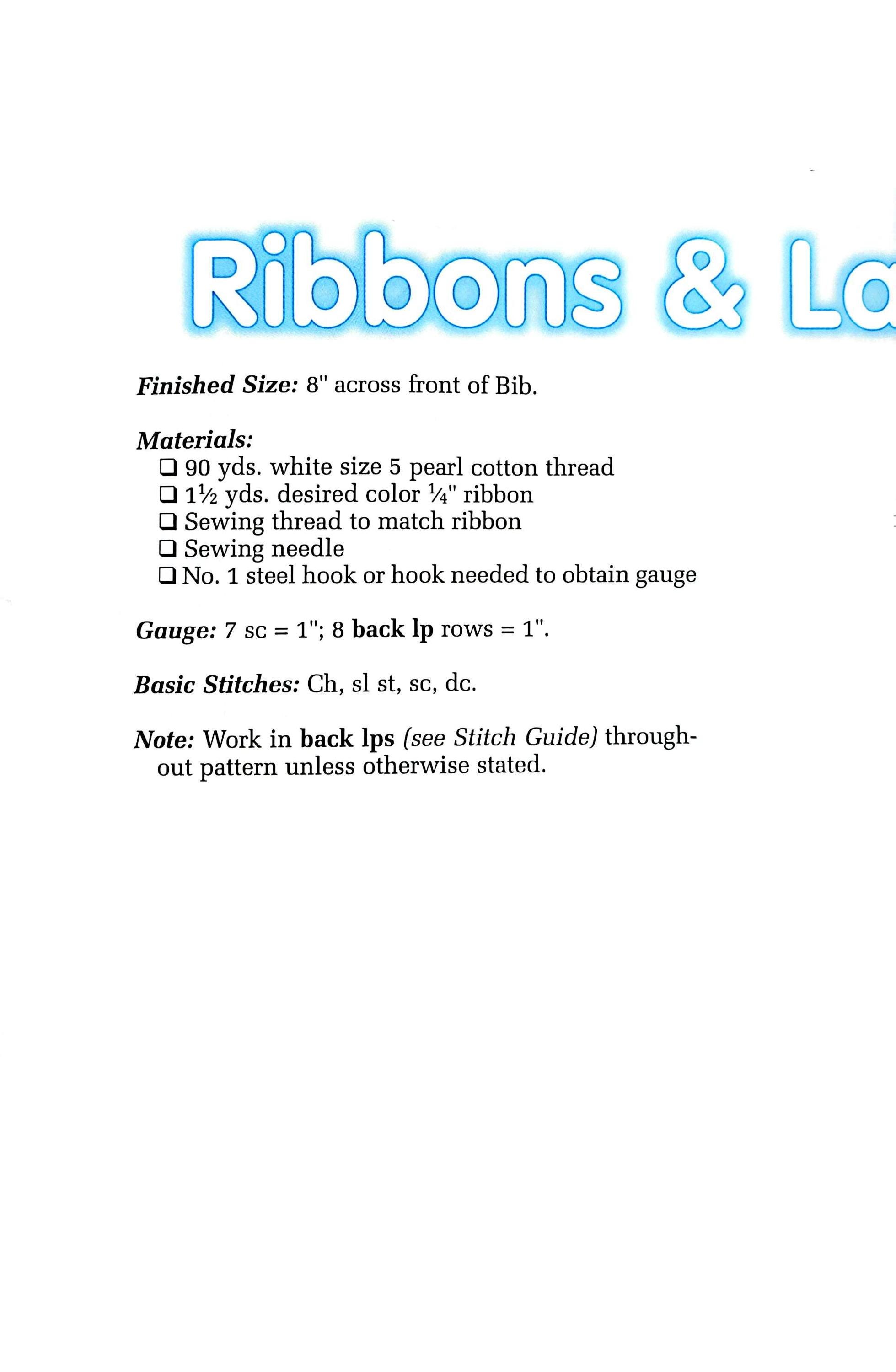 Free Crochet Ribbon Patterns.pdf PDF CROCHET PATTERN: Vintage Ribbons and Lace Baby Bib Crochet Pattern ...
