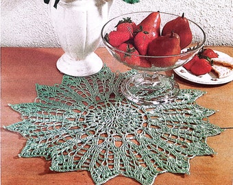 PDF CROCHET PATTERN: 1991 Sparkling Green Doily Crochet Pattern, Vintage Crochet Pattern, Vintage Crochet Doily Pattern