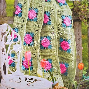PDF CROCHET PATTERN: Rose Lattice Blanket Crochet Pattern, Crochet Flower Afghan Pattern, Rose Blanket Crochet Pattern