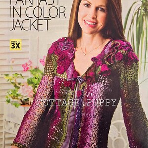 PDF HÄKELANLEITUNG: Fantasy In Color Jacke Häkelanleitung, Vintage Häkelanleitung, Damen Häkelanleitung, Strickjacke gehäkelt