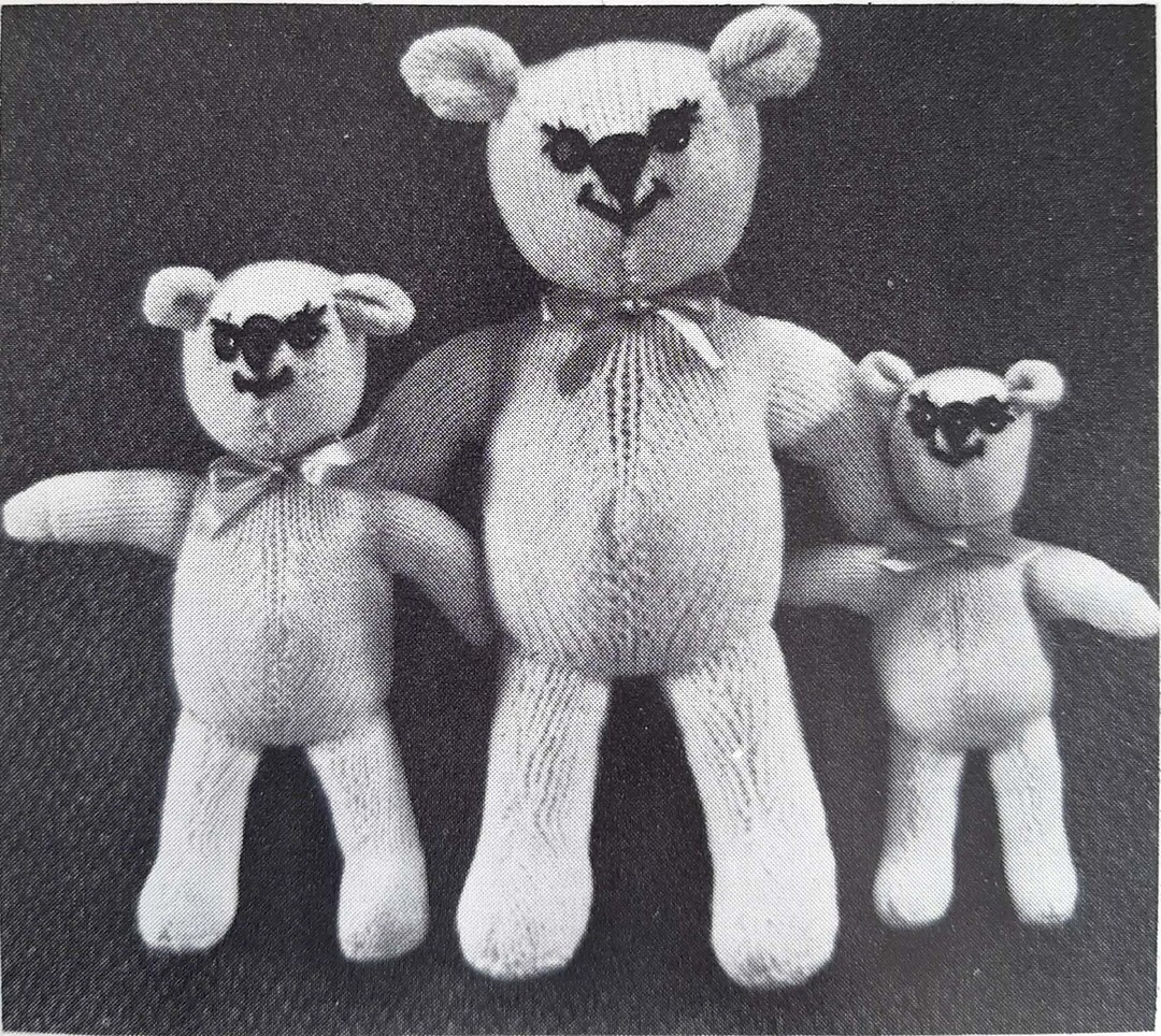 PDF KNIT PATTERN: Vintage 3 Bears Knitting Pattern, Vintage Knit Toy ...