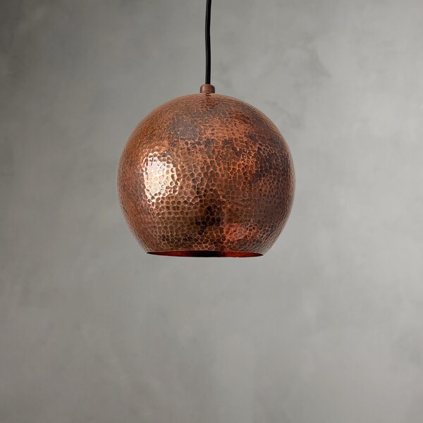 Oxidized Copper Globe Pendant Light For Kitchen Island Hammered Pendant Light Hanging Lamp Pendant Lamp dining room lighting fixture