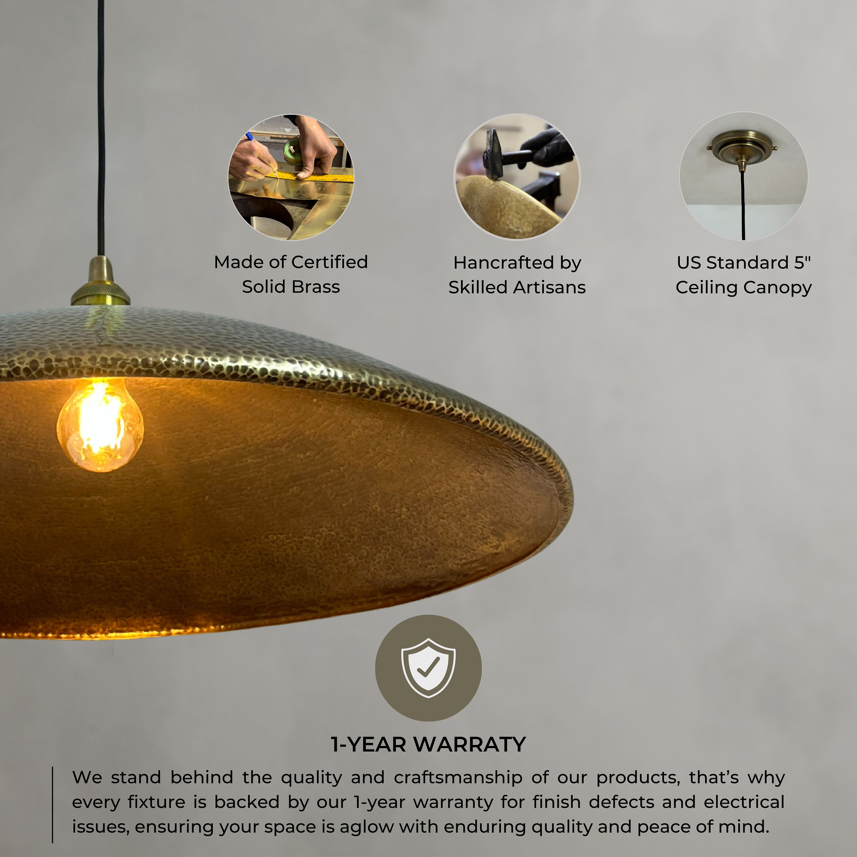 Hammered Dome Pendant Light Brass Pendant Light for Kitchen Island ...