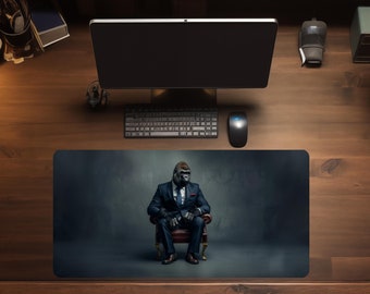 Hipster Gorilla Mouse Pad Gamer Desk Mat Gorilla Desk Pad Gorilla Deskmat Gorilla Mousepad Deskpad XL Mouse Pad Gorilla XXL Gorilla Large