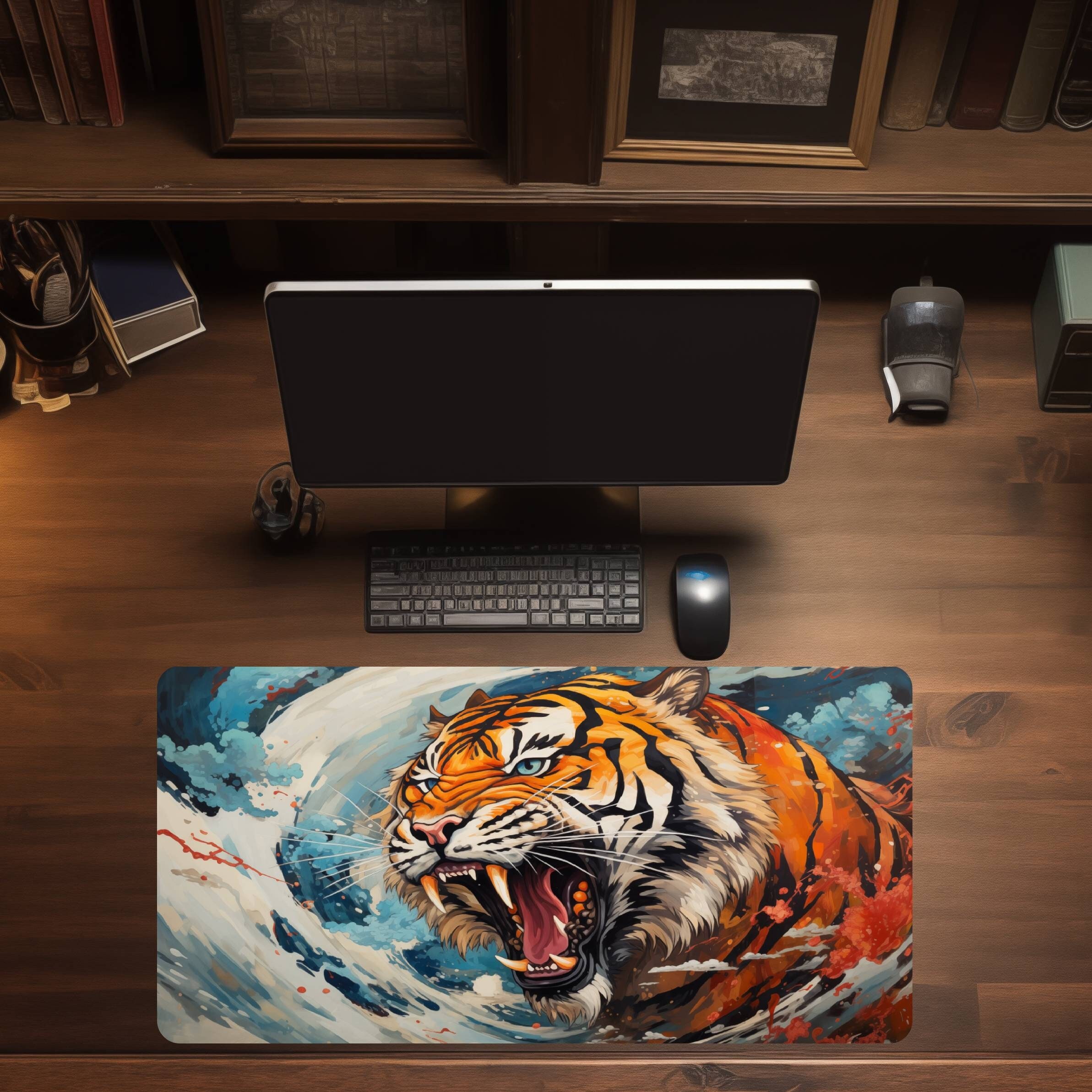 Tiger Large Mouse Pad Gamer Desk Mat Tiger Desk Pad Tiger Deskmat Tiger Mousepad Deskpad XL Mouse Pad Tiger XXL Mouse Pad Korean Art