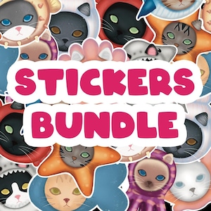 Lot de stickers chats déguisés en animaux marins – 3, 5 ou 9 autocollants au choix !