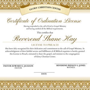 Certificate of Ordination Template Bundle | License to Preach & Elder Elevation | Editable Church Leadership Certificates