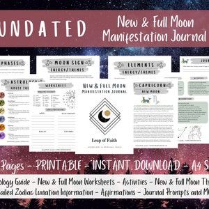 Undated New and Full Moon Manifesting Journal  | Moon Journal | Moon Phase Planner | Astrology Journal | Astrology Planners | Printable