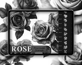 Rose Realism Procreate Stamp Set 1 - 50 Rose Flower Photograph Brush Stamps | Illustration | Tattoo Designs | Realism Tattoo Reference Photo