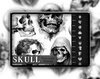 Fantasy Skull Realism Procreate Stamp Set 1 - 50 Human Skull Brush Stamps | Illustration | Tattoo Designs | Realism Tattoo Reference Photo