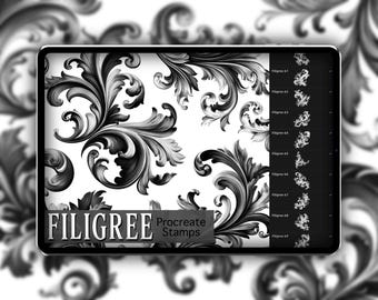 Filigree Pattern Procreate Stamp Set 1 - 100 Decorative Brush Stamps | Illustration | Tattoo Designs | Realism Tattoo Reference Photo