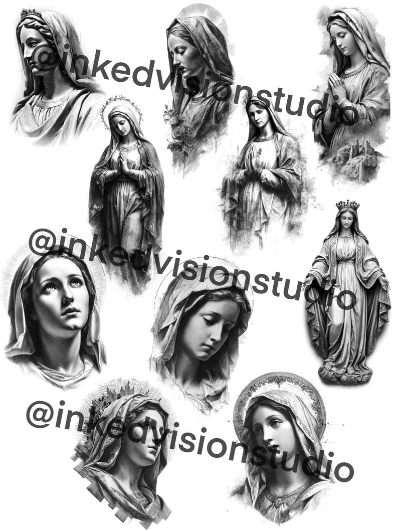 Mother Mary Realism Procreate Stamp Set 1 - 50 Christian God Brush ...