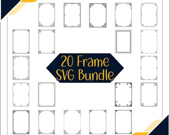 20 Frame Border SVG Bundle, Rectangle Frame SVG Bundle: Double Frame, Open Square Outline, Border ClipArt, Frame Cricut Design Pack
