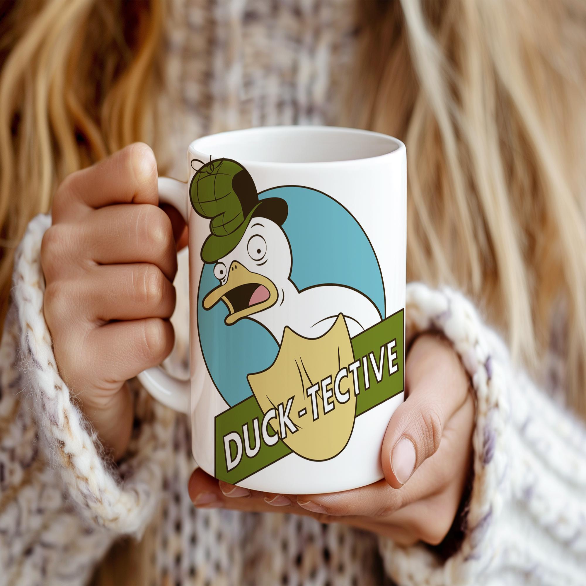 Duck-tective Cartoon Vinyl Sticker | Funny Detective Duck