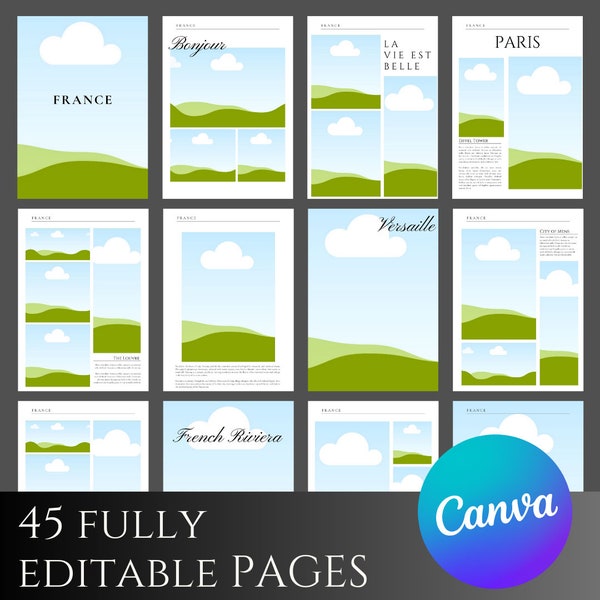 CANVA TEMPLATE- France Travel Photo Book
