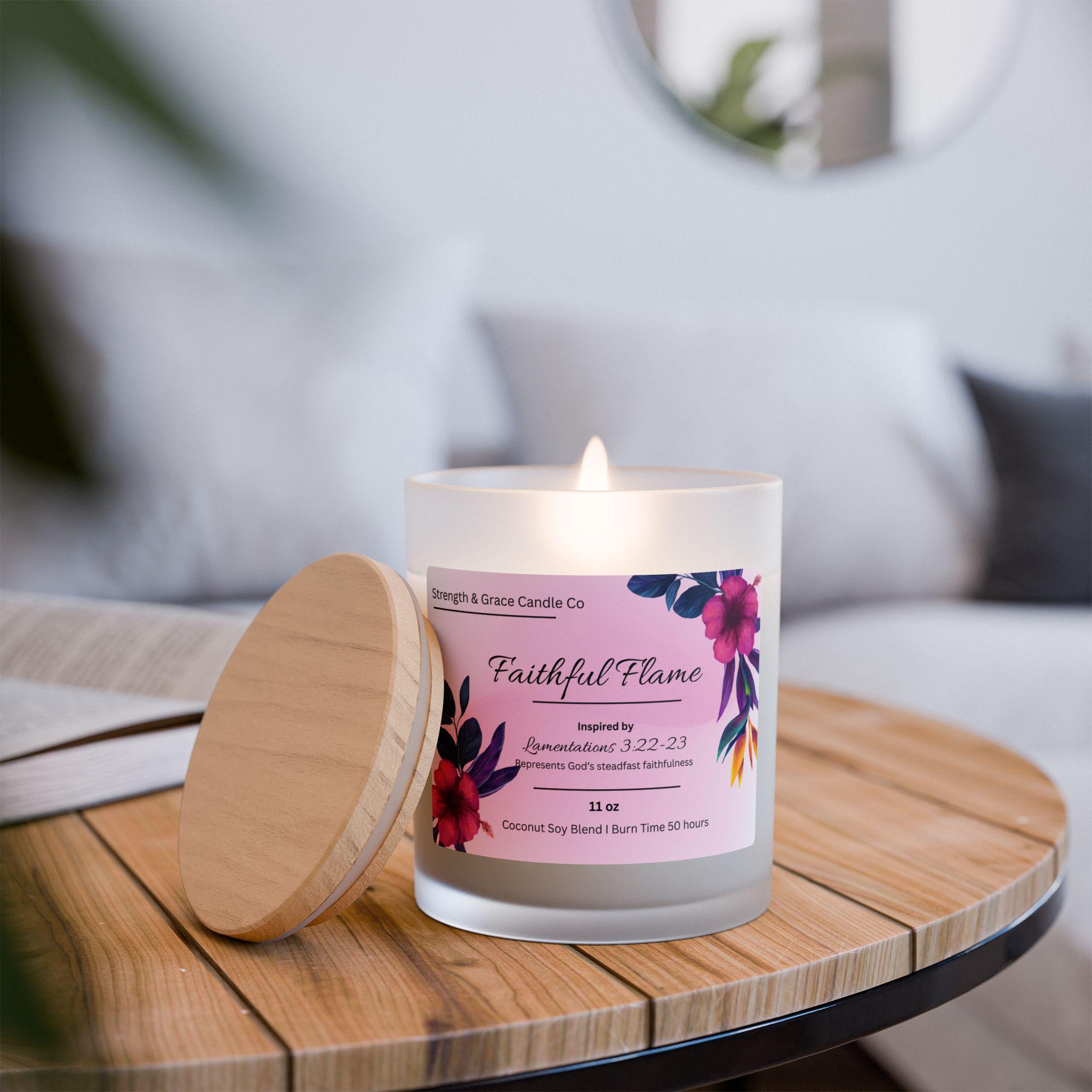 Faithful Flame Candle - Soothing Frosted Glass, Perfect for Home Decor, Gift for Her, Relaxation, Aromatherapy