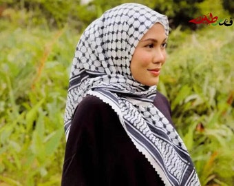 Sciarpa Keffiyeh Palestina - Tradizionale stile arabo Shamagh Hatta, Arafat Hatta pied de poule, Sciarpa larga in cotone unisex per uomo e donna