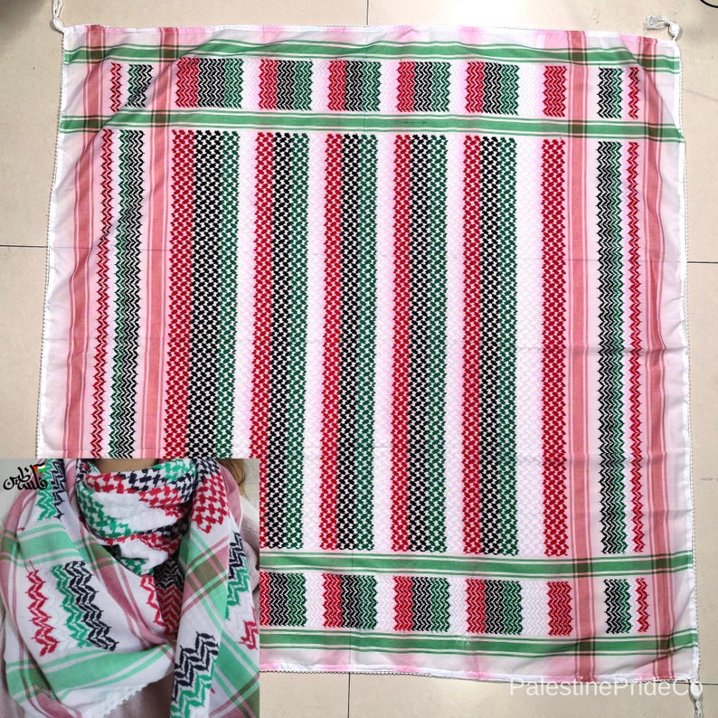 Palästina Keffiyeh Schal Traditioneller Baumwolle Shemagh mit Quasten Arafat Hatta Kopftuch im arabischen Stil, perfektes islamisches Geschenk für Männer und Frauen Palestine Style