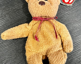 Rare Retired TY Beanie Baby 'CURLY' The Bear 04-12-96 with Many 13 Errors