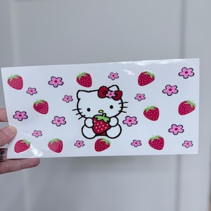 Strawberry Kitty - UV Wrap 16oz Glass Can