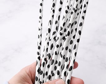 10" Cow Reusable Plastic Straw