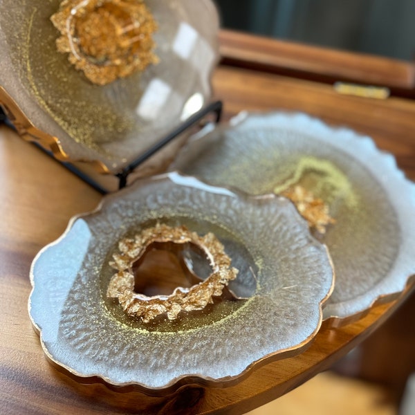 Geode Coasters - Ivory & Gold