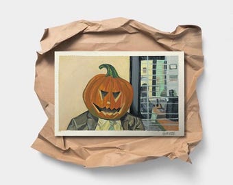 Dwight Pumpkin head - the office - Halloween print