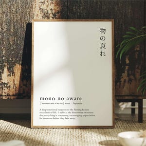 Minimal Mono No Ware Definition Digital Printable Wall Art: Japanese Language Poster Japan Culture